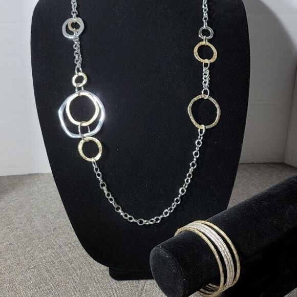 Premier Designs necklace & bracelet mixed metals - Picture 6 of 15